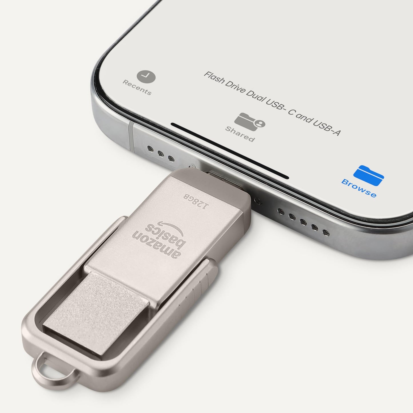 Amazon Basics Memoria USB, Memoria Portátil con Puertos USB C y USB A Duales, 512GB, Color Champán Plateado – para oposiciones – Material de estudio – OpoMarket