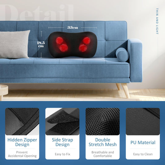 Cojín de Masaje Shiatsu Masajeador de Cuello, Hombros y Espalda, Función de Calefacción, Eléctrico Masajeador de Amasado de Tejido Giratorio 3D para Cintura, Hogar y Oficina – para oposiciones – Material de estudio – OpoMarket