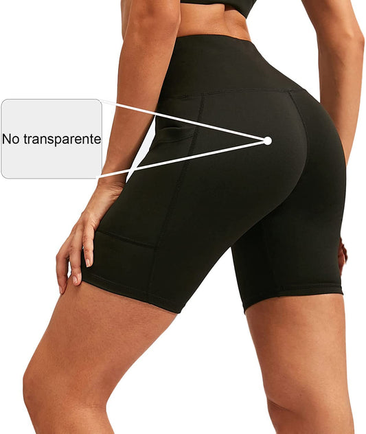 COTOP Pantalones Cortos de Deporte para Mujer, Pantalones Cortos de Yoga de Cintura Alta con 2 Bolsillos Laterales, Mallas Cortas de Mujer para Yoga Correr Fitness Ciclista – Deportes para oposiciones – Material de estudio – OpoMarket