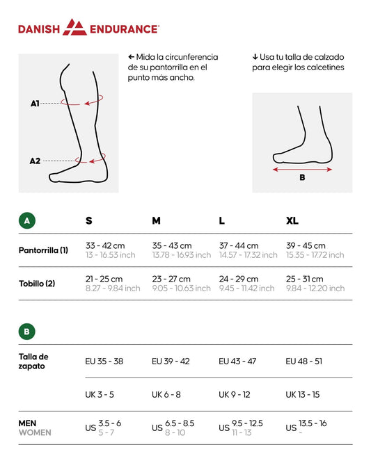 DANISH ENDURANCE Calcetines de Compresión Mujer y Hombre, 1 o 2 Pack, Negro Sólido, 39 - 42 – Ropa para oposiciones – Material de estudio – OpoMarket