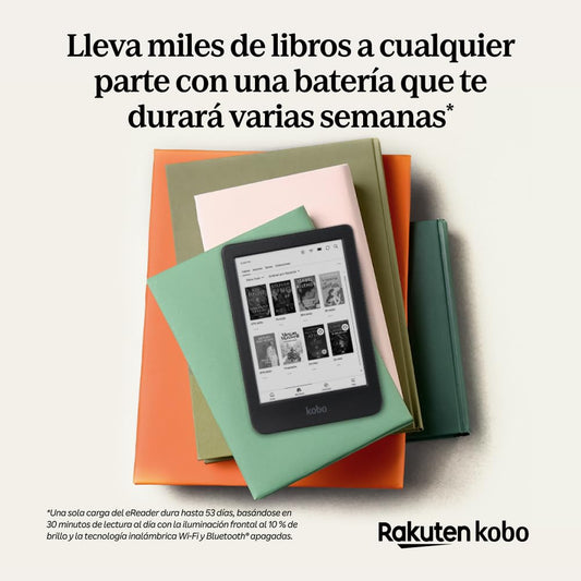 Kobo Clara BW | eReader | Pantalla táctil antirreflejos de 6” con ComfortLight Pro | Opción de Modo Oscuro | Audiolibros | Resistente al Agua | 16 GB de Almacenamiento | Negro – para oposiciones – Material de estudio – OpoMarket