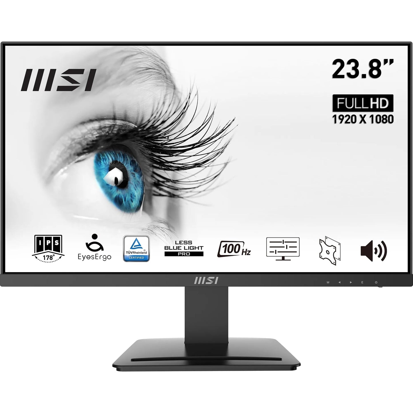 MSI Pro MP243X Monitor Profesional, de 23,8' FHD, 1920 x 1080, 100 Hz, IPS, Plano, Anti - Glare, 16:9, 300 nits, Negro – Ordenador personal para oposiciones – Material de estudio – OpoMarket