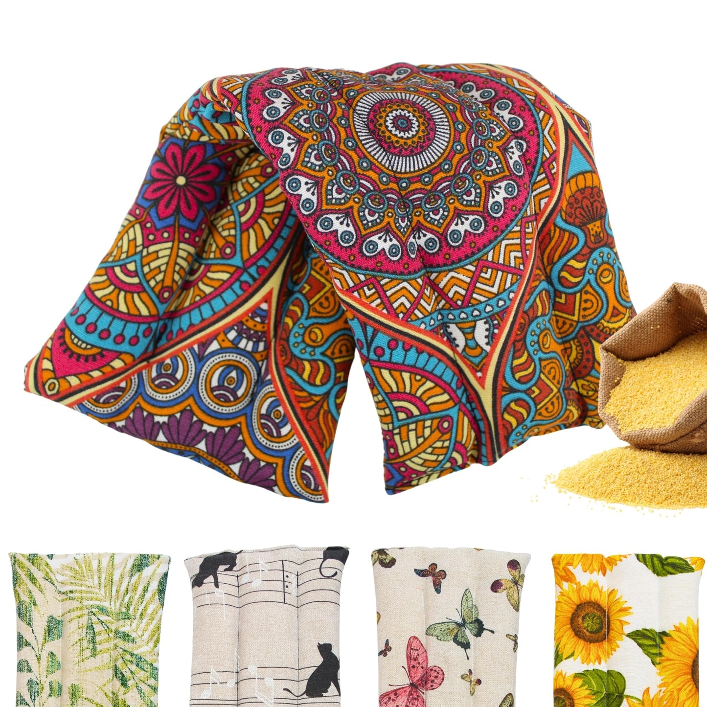 Saco Termico Semillas para Microondas - Bolsa Semillas Calor Microondas - Cojin de Semillas para Microondas - Sin Aroma - Relleno de Semillas de Mijo Ecológico - Fabricado en España 45x14cm – para oposiciones – Material de estudio – OpoMarket