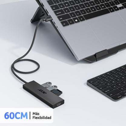 acer HUB USB 3.0, Ultradelgado Multipuerto Adaptador USB 3.0 de 4 puertos para PC, Portátil, Teclado, Mouse, Disco Duro, MacBook Pro/Air, 60 cm – para oposiciones – Material de estudio – OpoMarket