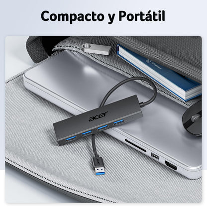 acer HUB USB 3.0, Ultradelgado Multipuerto Adaptador USB 3.0 de 4 puertos para PC, Portátil, Teclado, Mouse, Disco Duro, MacBook Pro/Air, 60 cm – para oposiciones – Material de estudio – OpoMarket
