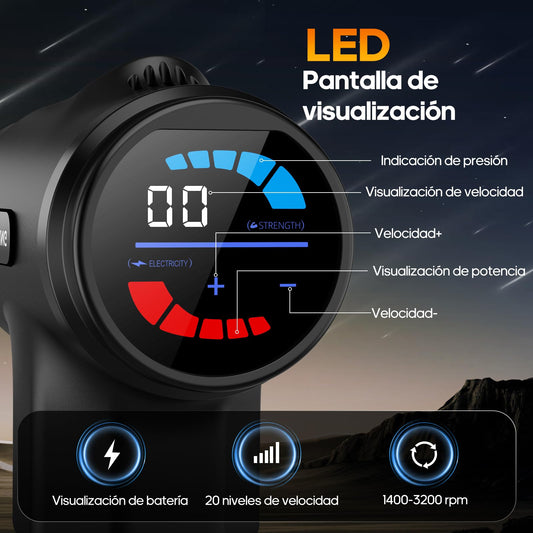 AERLANG Pistola de Masaje Muscular con Calor – Masajeador Muscular Profundo con 20 Velocidades, 7 Cabezales y Pantalla LED, Masajeador Cervical y Espalda – Regalo para Hombre, Mujer, Papá y Mamá – para oposiciones – Material de estudio – OpoMarket