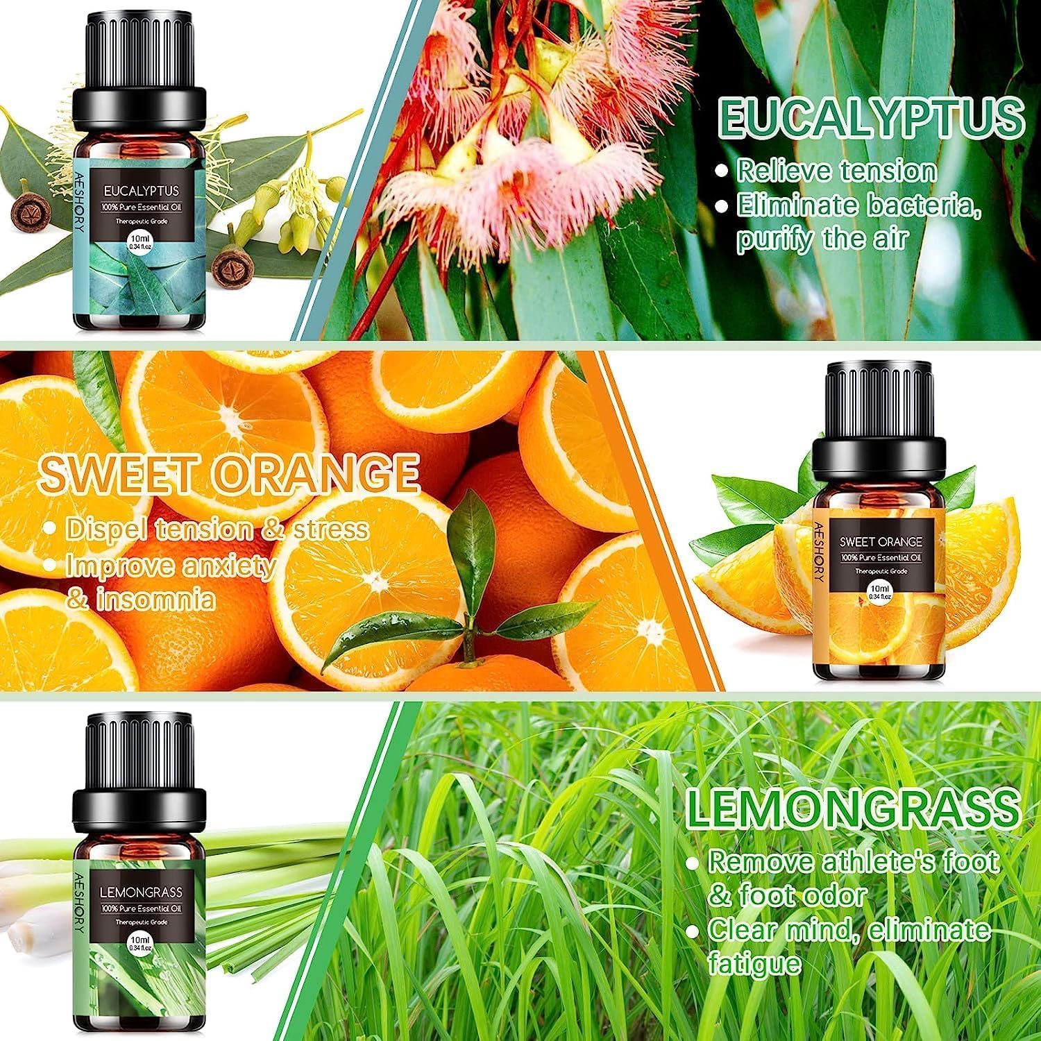 Aceites esenciales para humidificador con eucalipto y árbol de té