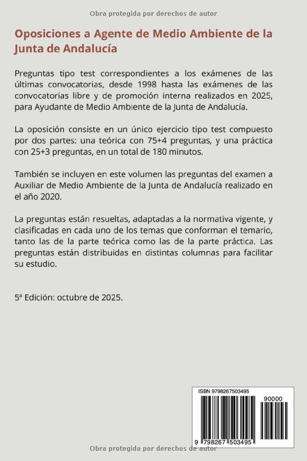 Temario Agente Medio Ambiente Andalucía – preguntas resueltas de examen - reverso