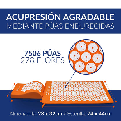 Alfombra de acupresión Wellax con cojín - alivia específicamente la tensión y promueve la circulación - alfombrilla de masaje en un conjunto que incluye un cojín de acupresión y una bolsa de – para oposiciones – Material de estudio – OpoMarket