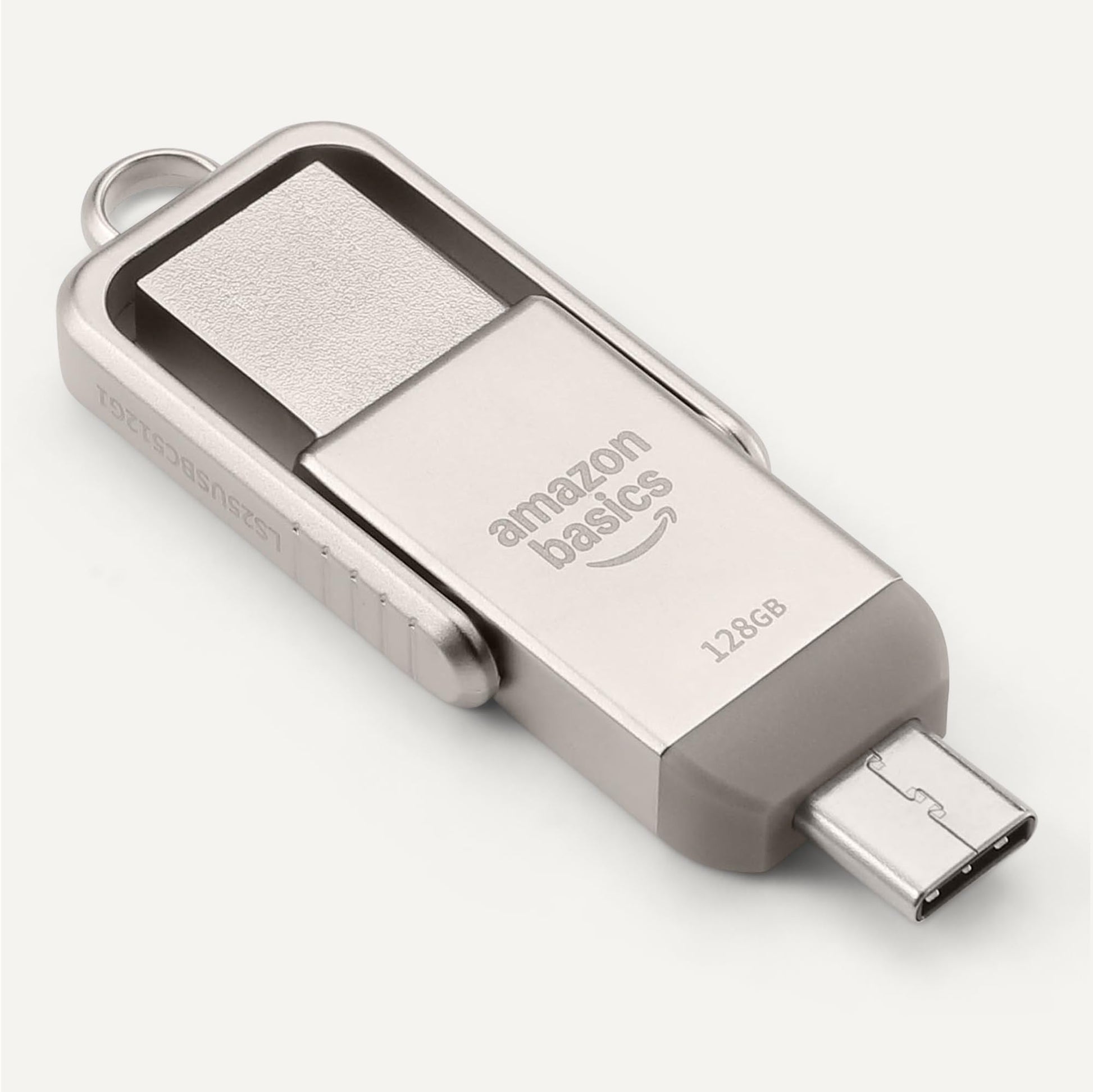 Amazon Basics Memoria USB, Memoria Portátil con Puertos USB C y USB A Duales, 128GB, Color Champán Plateado – para oposiciones – Material de estudio – OpoMarket