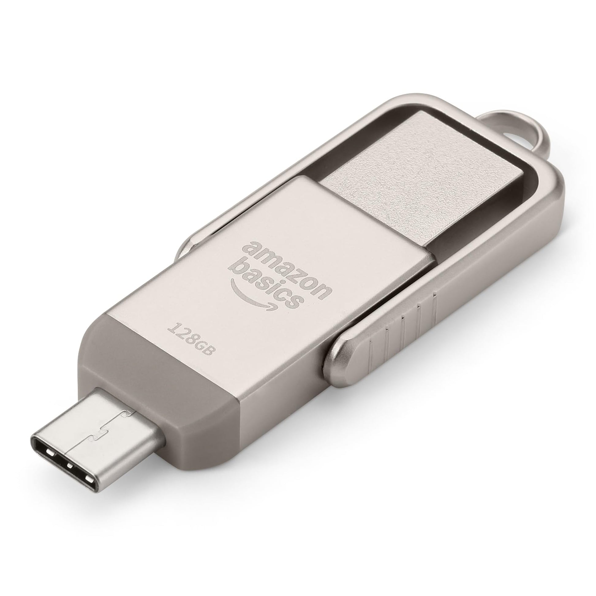 Amazon Basics Memoria USB, Memoria Portátil con Puertos USB C y USB A Duales, 128GB, Color Champán Plateado – para oposiciones – Material de estudio – OpoMarket