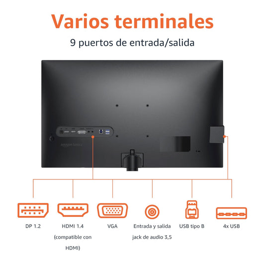 Amazon Basics Monitor de 27"/68.6 cm, FHD 1080p, MAX 100 Hz, Compatible con VESA, Altavoces Integrados, Negro – Ordenador personal para oposiciones – Material de estudio – OpoMarket