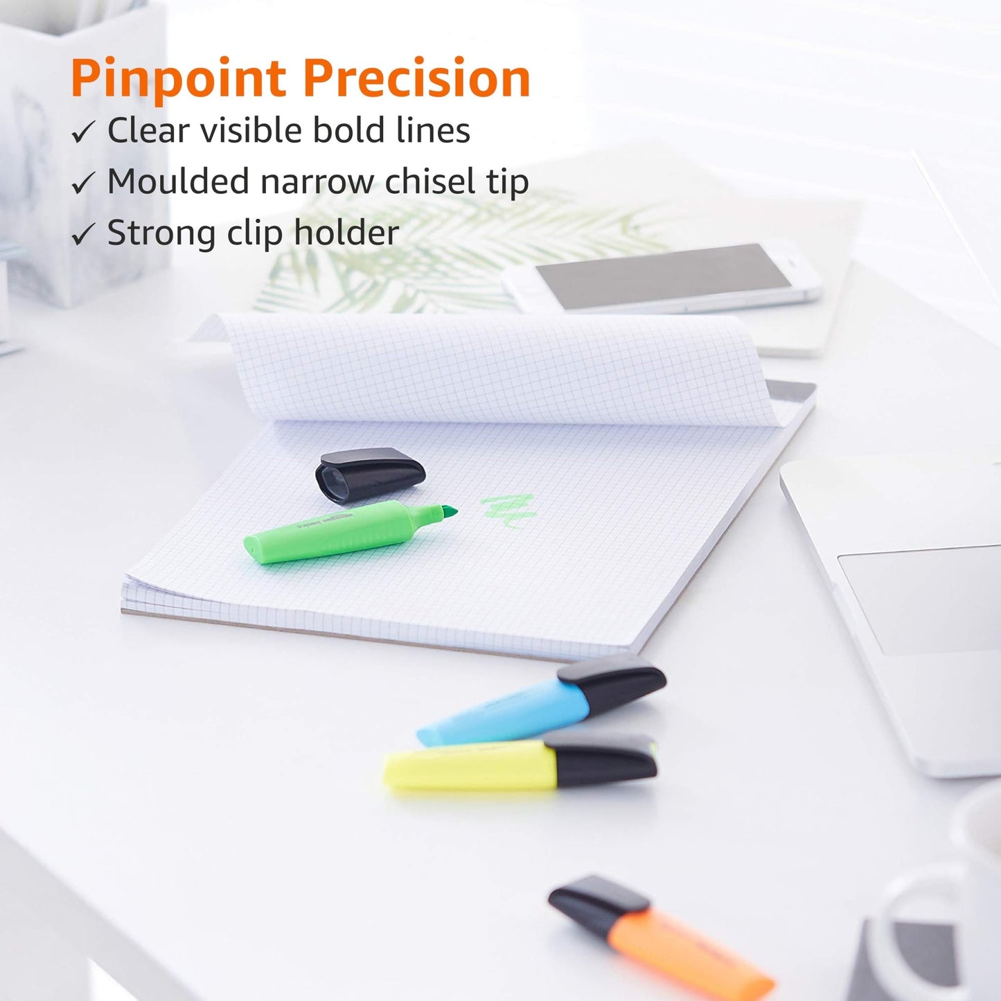 Amazon Basics Subrayadores de vivos, Paquete de 8, Surtido – para oposiciones – Material de estudio – OpoMarket