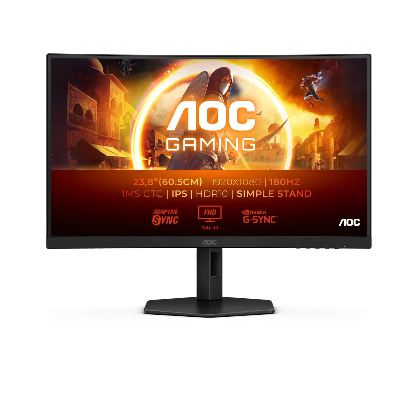 AOC Gaming 24G4XE - Monitor FHD 24 Pulgadas, Plano, 180 Hz, 1 ms, FreeSync Prem., G - Sync Comp., HDR10 (1920x1080, HDMI, DisplayPort, IPS) Negro – Ordenador personal para oposiciones – Material de estudio – OpoMarket