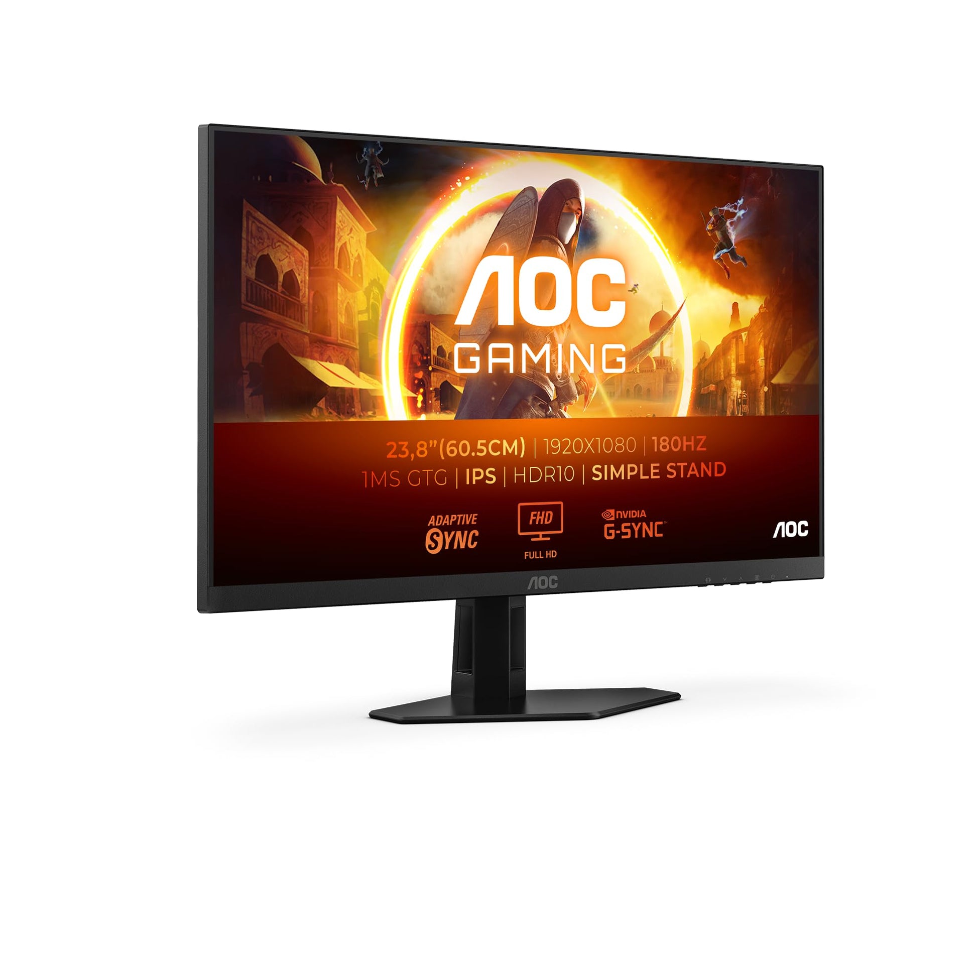AOC Gaming 24G4XE - Monitor FHD 24 Pulgadas, Plano, 180 Hz, 1 ms, FreeSync Prem., G - Sync Comp., HDR10 (1920x1080, HDMI, DisplayPort, IPS) Negro – Ordenador personal para oposiciones – Material de estudio – OpoMarket