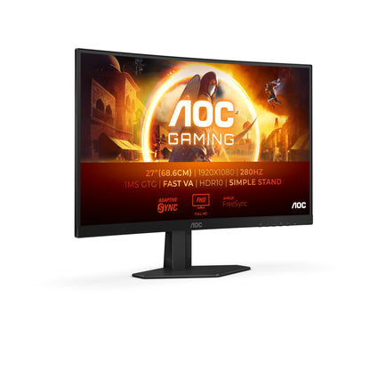 AOC Gaming C27G4ZXED - 27 Pulgadas FHD Curved Monitor, 280 Hz, 1ms, HDR10, FreeSync Premium 1920x1080, HDMI, DisplayPort Negro/Gris, 27 Pulgada FHD Curvo, Soporte Fijo – Ordenador personal para oposiciones – Material de estudio – OpoMarket
