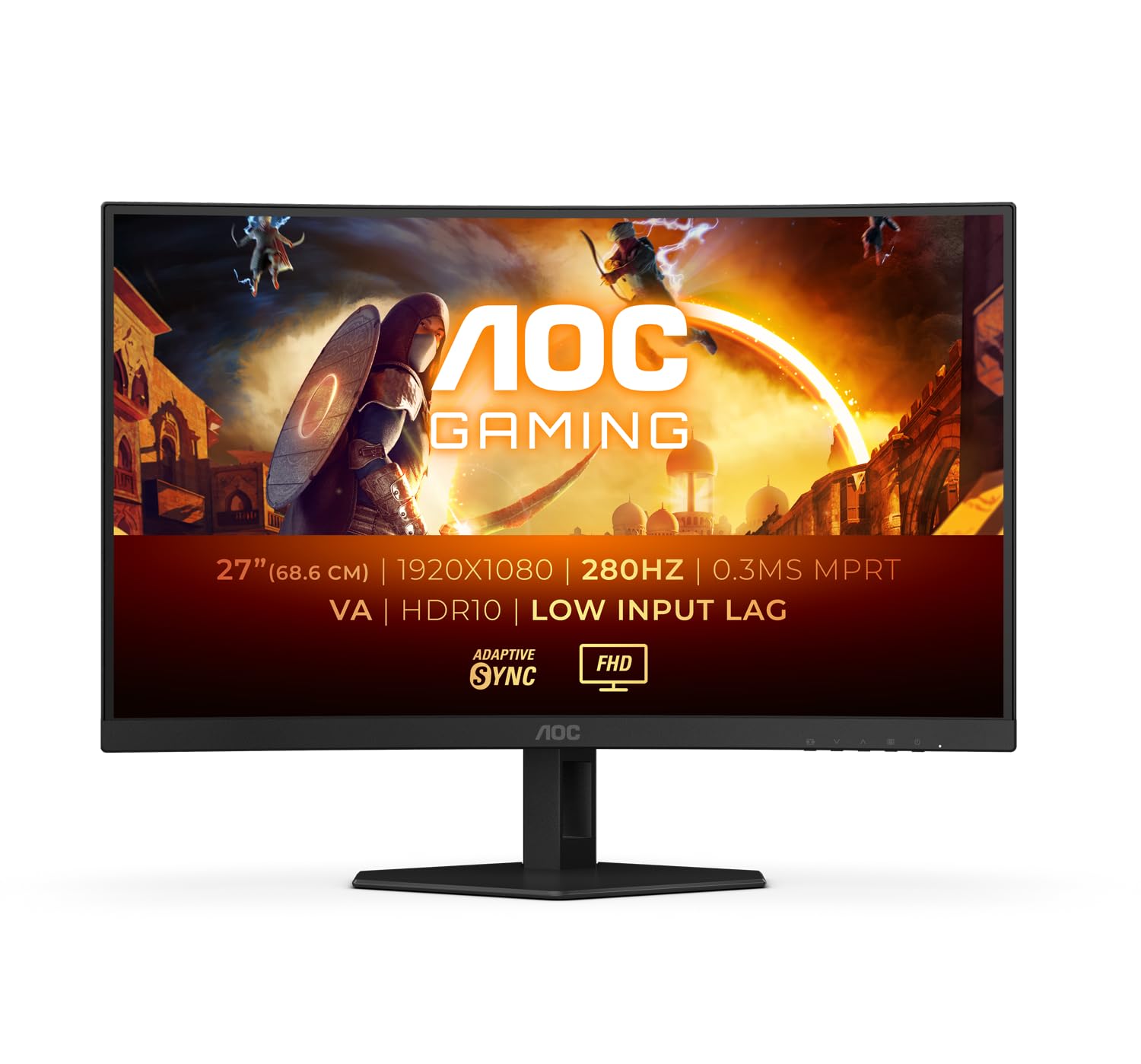 AOC Gaming C27G4ZXED - 27 Pulgadas FHD Curved Monitor, 280 Hz, 1ms, HDR10, FreeSync Premium 1920x1080, HDMI, DisplayPort Negro/Gris, 27 Pulgada FHD Curvo, Soporte Fijo – Ordenador personal para oposiciones – Material de estudio – OpoMarket