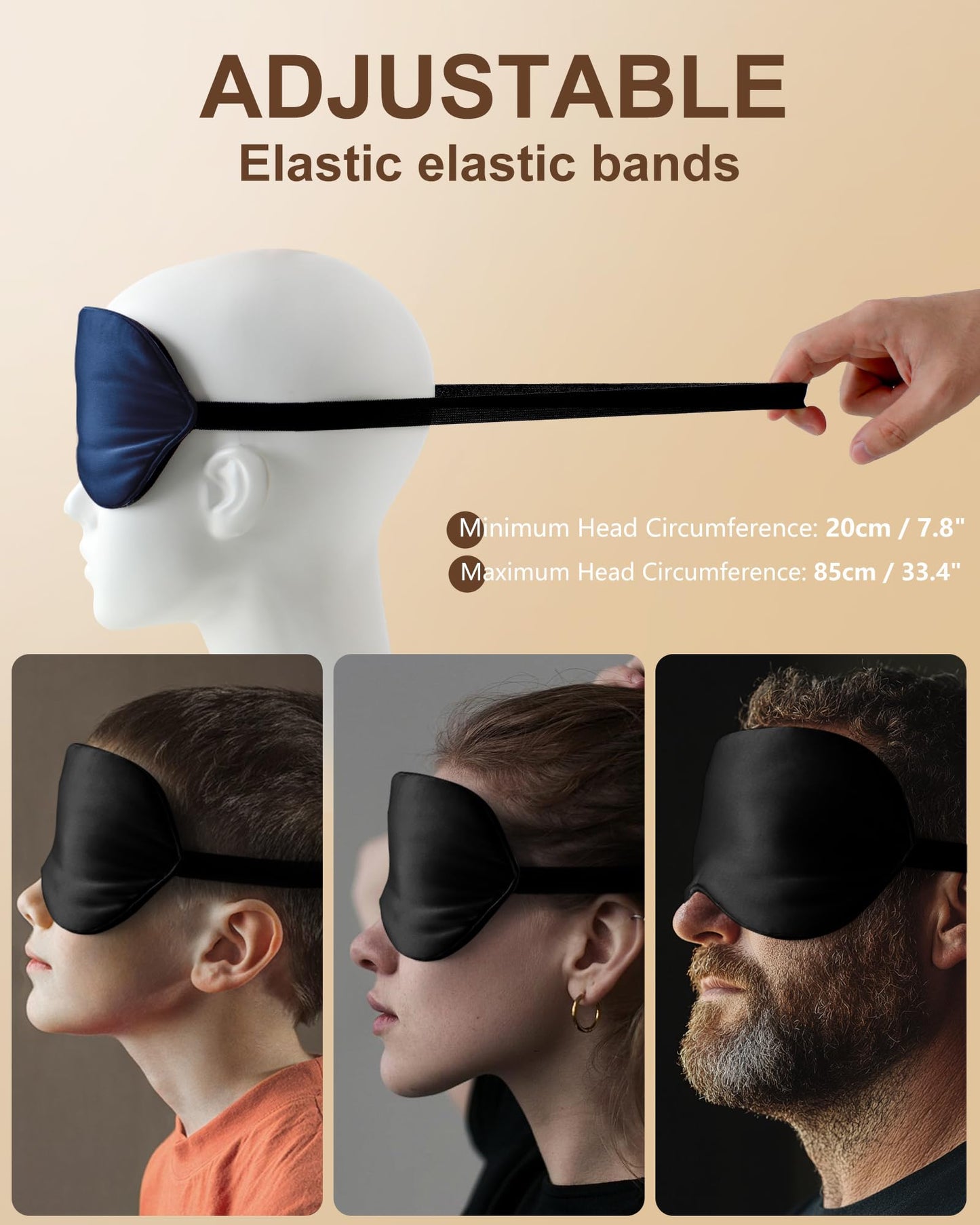 Aosun Antifaz para dormir de seda, antialérgico, de seda de morera 100% pura, antialérgica, con diadema ajustable, adecuado para hombres y mujeres (negro) – para oposiciones – Material de estudio – OpoMarket