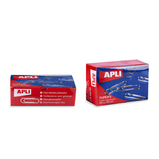 APLI 18992 - Pack de clips galvanizados nº3 40 mm - 1000 u. – para oposiciones – Material de estudio – OpoMarket