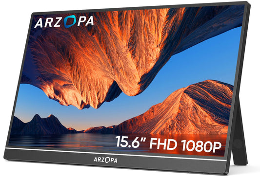 ARZOPA Monitor portátil, Monitor Portátil IPS FHD de 15,6" 1920 × 1080 con Soporte, Segunda Pantalla Ultradelgada para Computadora Portátil/PC/Mac/PS3/4/5/Xbox - A1 – Ordenador personal para oposiciones – Material de estudio – OpoMarket