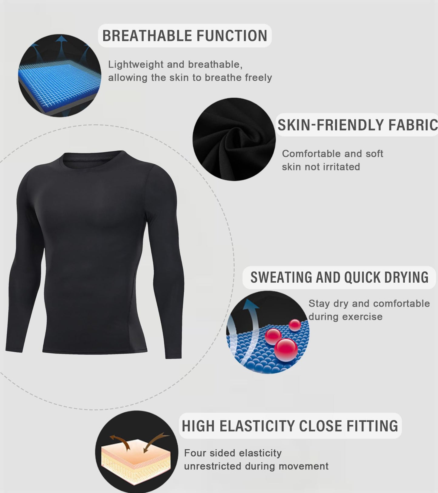 ATRACTIVOLL Camiseta Deportiva de Manga Larga para Hombre de Compresión, Fitness de Manga Larga Secado Rápido Hombre Camiseta Termica de Entrenamiento Base Layers – Ropa para oposiciones – Material de estudio – OpoMarket