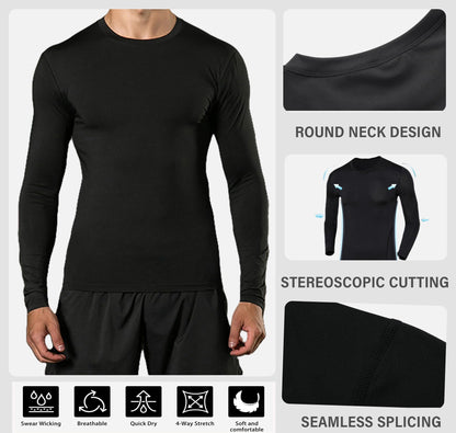 ATRACTIVOLL Camiseta Deportiva de Manga Larga para Hombre de Compresión, Fitness de Manga Larga Secado Rápido Hombre Camiseta Termica de Entrenamiento Base Layers – Ropa para oposiciones – Material de estudio – OpoMarket