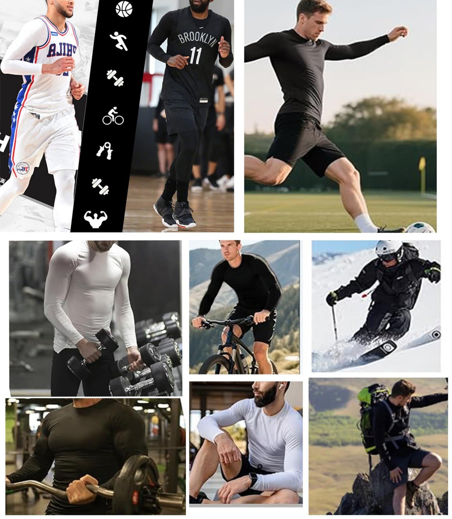 ATRACTIVOLL Camiseta Deportiva de Manga Larga para Hombre de Compresión, Fitness de Manga Larga Secado Rápido Hombre Camiseta Termica de Entrenamiento Base Layers – Ropa para oposiciones – Material de estudio – OpoMarket