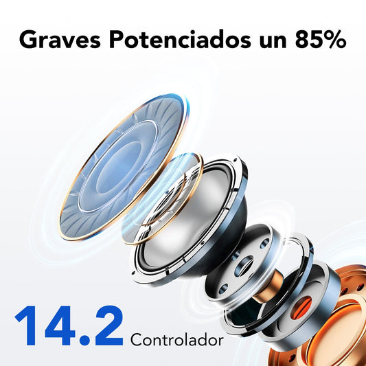 Auriculares Inalámbricos Bluetooth, Auriculares Bluetooth 5.3, 4 Mic con Reducción de Ruido ENC, 50H con Graves, Cascos Inalambricos Bluetooth IP7 Impermeable, Carga Rápida USB - C, Ajuste Cómodo – Instrumentos musicales para oposiciones – Material de estudio – OpoMarket