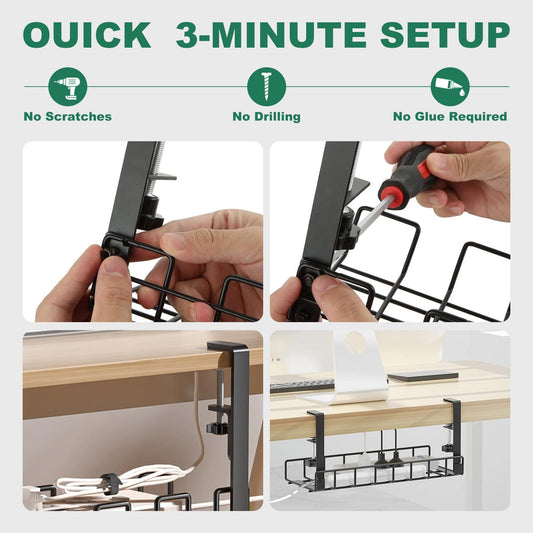 Bandeja Organizador de Cables Escritorio, Bandeja de Gestión Cables Debajo Mesa, Accesorios para Almacenar y Esconder Cables, Regleta de Soporte para Ordenador,Oficina – para oposiciones – Material de estudio – OpoMarket
