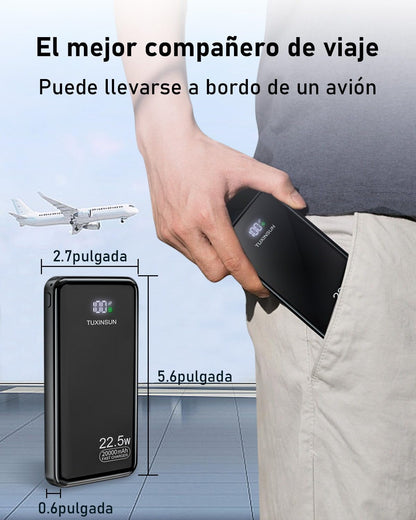 Batería Externa 20000mAh, 22.5W Power Bank PD3.0 QC4.0 Carga Rápida, Powerbank USB C Entrada Salida, Pantalla LCD Grande y Compacto para iPhone, Samsung, Xiaomi, iPad, AirPod (Negro) – para oposiciones – Material de estudio – OpoMarket