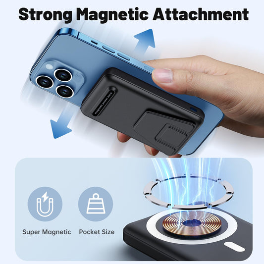 Bateria Externa iPhone,YAGOPAL Batería Externa Inalámbrica Magnética Plegable de 10000mAh,con Pantalla Digital de energía led magsafe Power Bank,para iPhone 16/12/13/14/15 Serie – para oposiciones – Material de estudio – OpoMarket