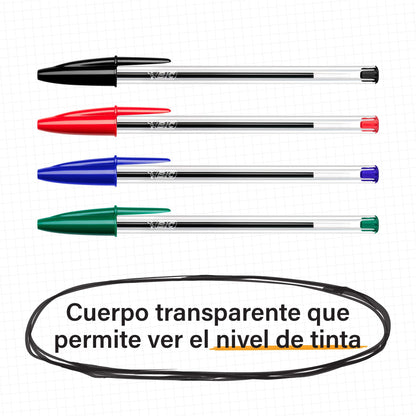 boligrafos bic cristal cuerpo transparente