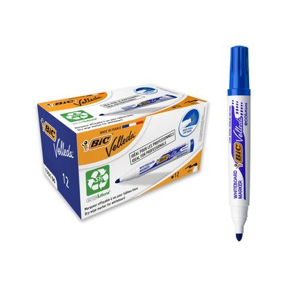 BIC Velleda Ecolutions 1701 Rotuladores de Pizarra, Óptimo para Uso de Oficina y la Escuela, Azul, Paquete de 12 Unidades – para oposiciones – Material de estudio – OpoMarket