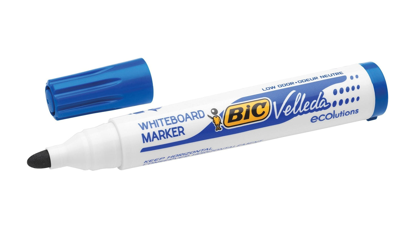 BIC Velleda Ecolutions 1701 Rotuladores de Pizarra, Óptimo para Uso de Oficina y la Escuela, Azul, Paquete de 12 Unidades – para oposiciones – Material de estudio – OpoMarket