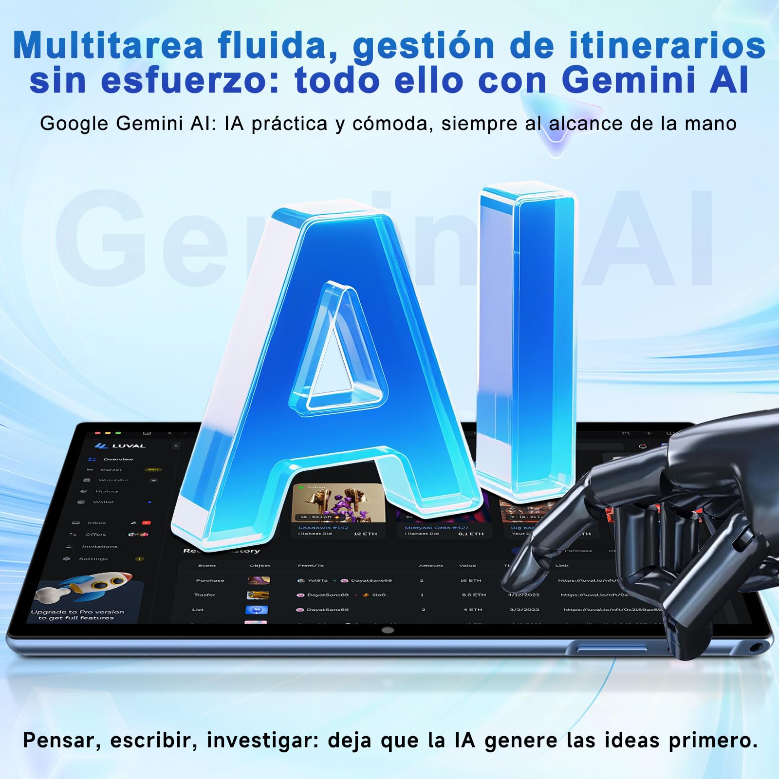 BIEGEDY 2026 último Tablet 10 Pulgadas Android 15 con Gemini AI, 30GB RAM + 128GB ROM, Octa - Core 2.0GHZ, 8000mAh, GMS, Widevine L1, GPS, OTG,5G WiFi 6 & BT 5.0,Tablet Teclado y Raton - Azul – Ordenador personal para oposiciones – Material de estudio – OpoMarket