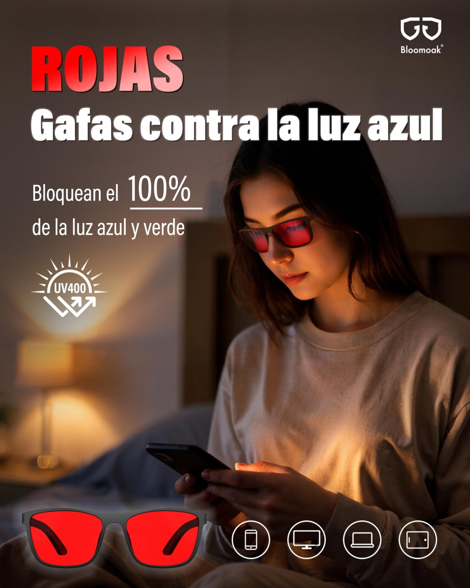 gafas Bloomoak para mejorar el sueño bloqueando luz azul