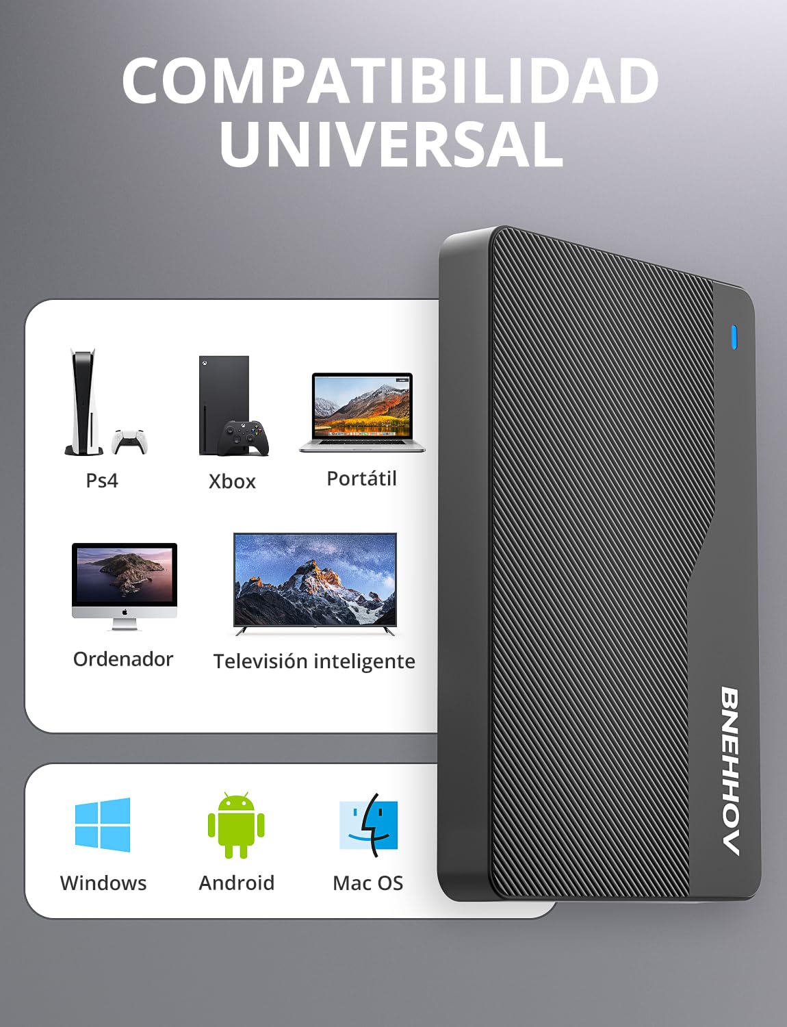 BNEHHOV Disco Duro Externo Portátil Ultra Delgado 500GB HDD Disco Duro USB 3.0 SATA Expansión de Almacenamiento Compatible con PS4, PC, Mac, Windows, Portátil, Xbox, Android, Wii U, Chromebook – para oposiciones – Material de estudio – OpoMarket