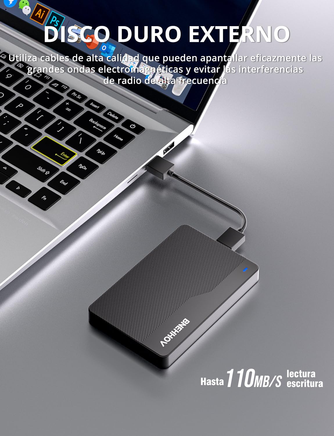 BNEHHOV Disco Duro Externo Portátil Ultra Delgado 500GB HDD Disco Duro USB 3.0 SATA Expansión de Almacenamiento Compatible con PS4, PC, Mac, Windows, Portátil, Xbox, Android, Wii U, Chromebook – para oposiciones – Material de estudio – OpoMarket
