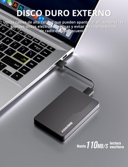 BNEHHOV Disco Duro Externo Portátil Ultra Delgado 500GB HDD Disco Duro USB 3.0 SATA Expansión de Almacenamiento Compatible con PS4, PC, Mac, Windows, Portátil, Xbox, Android, Wii U, Chromebook – para oposiciones – Material de estudio – OpoMarket