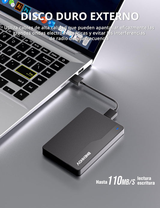 BNEHHOV Disco Duro Externo Portátil Ultra Delgado 500GB HDD Disco Duro USB 3.0 SATA Expansión de Almacenamiento Compatible con PS4, PC, Mac, Windows, Portátil, Xbox, Android, Wii U, Chromebook – para oposiciones – Material de estudio – OpoMarket