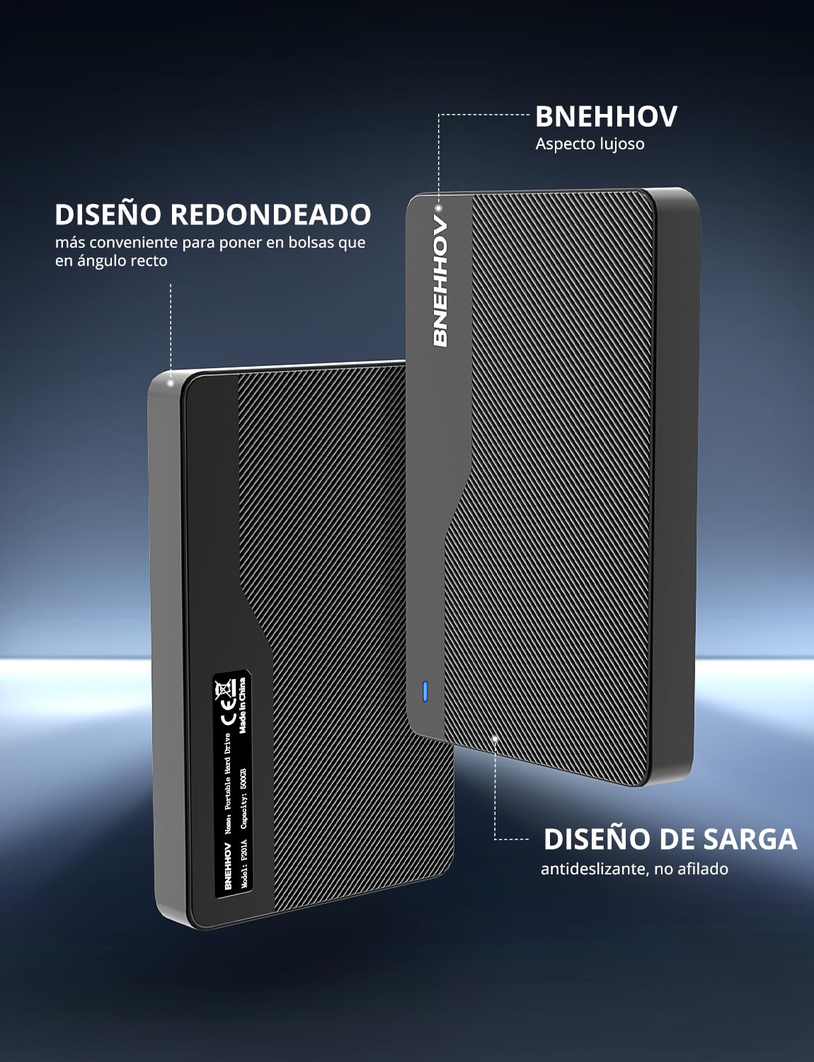 BNEHHOV Disco Duro Externo Portátil Ultra Delgado 500GB HDD Disco Duro USB 3.0 SATA Expansión de Almacenamiento Compatible con PS4, PC, Mac, Windows, Portátil, Xbox, Android, Wii U, Chromebook – para oposiciones – Material de estudio – OpoMarket