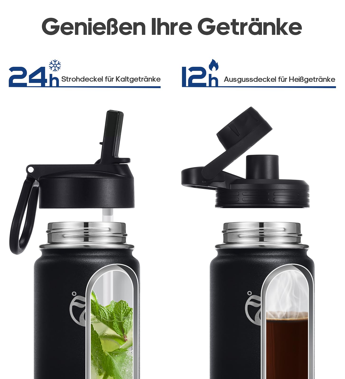 Botella Agua Acero Inoxidable 500ml/750ml/1L, Botella Térmica Isotérmica con Pajita y Boquilla, Cantimplora Acero Inoxidable para Gimnasio, Deporte, Viaje, Termo Agua Reutilizable 24h Frío/12h Calor – para oposiciones – Material de estudio – OpoMarket