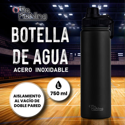 Botella de Agua Acero Inoxidable 750ml - Botella Térmica de Doble Pared Aislada al Vacío, Ligera y Fácil de Llevar, Mantiene la Bebida Fría 16h y Caliente 10h. A Prueba de Fugas. Libre BPA – para oposiciones – Material de estudio – OpoMarket