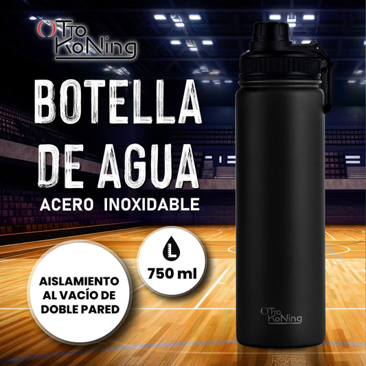Botella de Agua Acero Inoxidable 750ml - Botella Térmica de Doble Pared Aislada al Vacío, Ligera y Fácil de Llevar, Mantiene la Bebida Fría 16h y Caliente 10h. A Prueba de Fugas. Libre BPA – para oposiciones – Material de estudio – OpoMarket