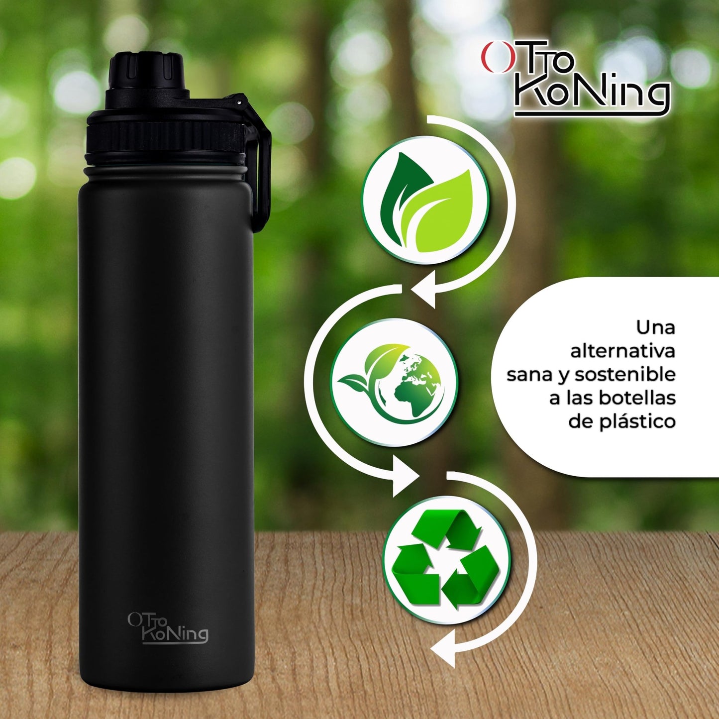 Botella de Agua Acero Inoxidable 750ml - Botella Térmica de Doble Pared Aislada al Vacío, Ligera y Fácil de Llevar, Mantiene la Bebida Fría 16h y Caliente 10h. A Prueba de Fugas. Libre BPA – para oposiciones – Material de estudio – OpoMarket