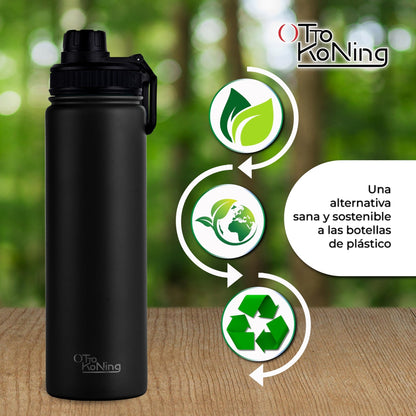 Botella de Agua Acero Inoxidable 750ml - Botella Térmica de Doble Pared Aislada al Vacío, Ligera y Fácil de Llevar, Mantiene la Bebida Fría 16h y Caliente 10h. A Prueba de Fugas. Libre BPA – para oposiciones – Material de estudio – OpoMarket