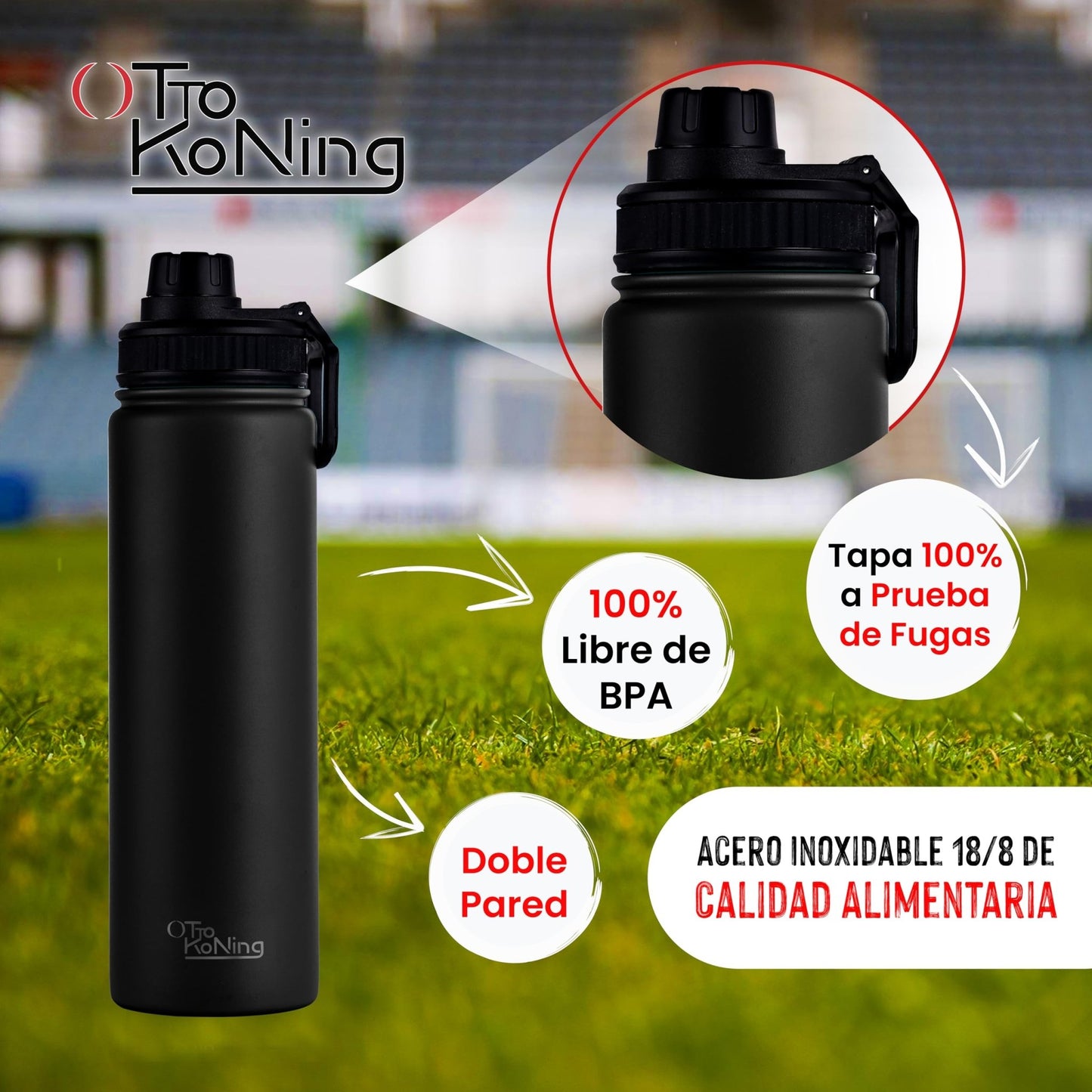 Botella de Agua Acero Inoxidable 750ml - Botella Térmica de Doble Pared Aislada al Vacío, Ligera y Fácil de Llevar, Mantiene la Bebida Fría 16h y Caliente 10h. A Prueba de Fugas. Libre BPA – para oposiciones – Material de estudio – OpoMarket