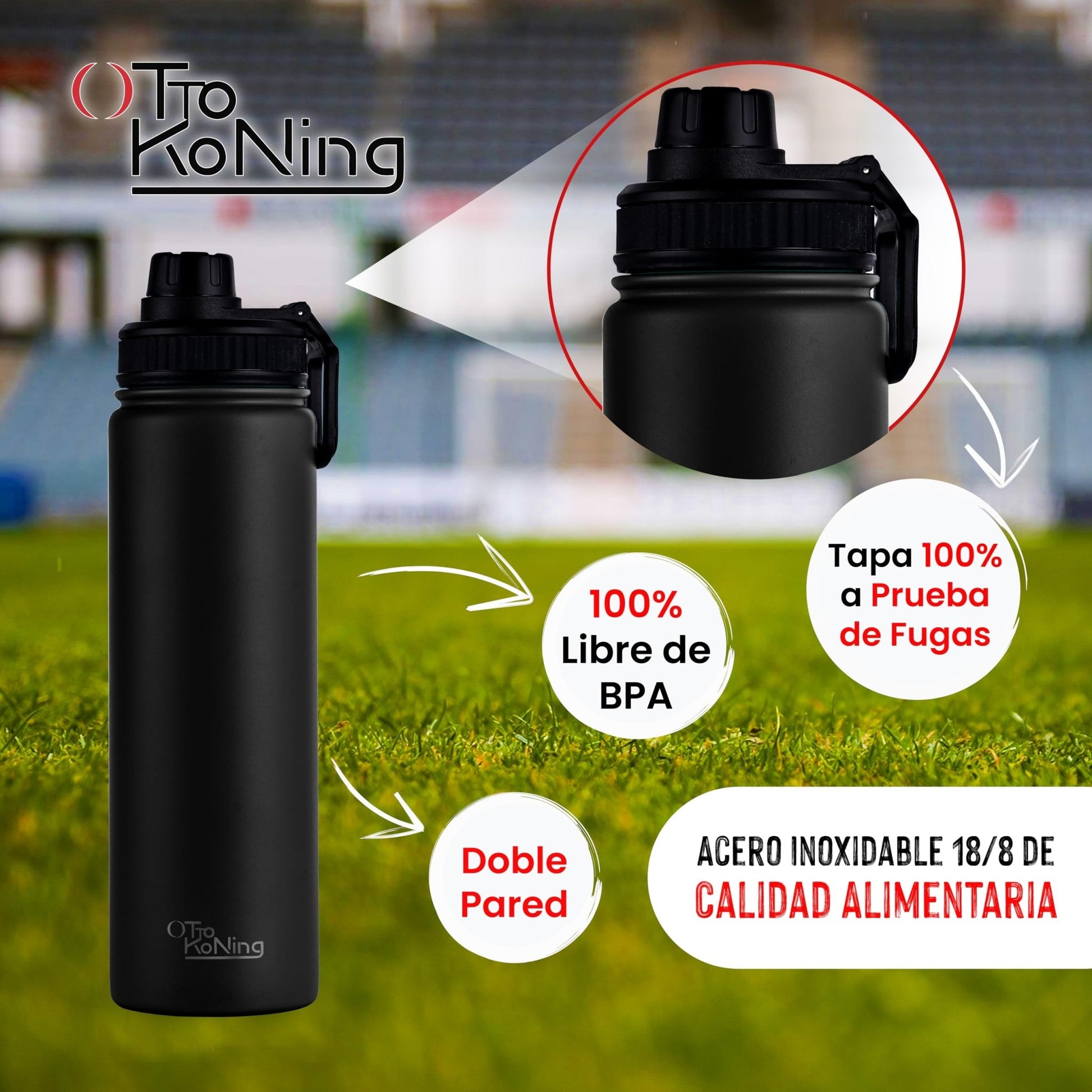 Botella de Agua Acero Inoxidable 750ml - Botella Térmica de Doble Pared Aislada al Vacío, Ligera y Fácil de Llevar, Mantiene la Bebida Fría 16h y Caliente 10h. A Prueba de Fugas. Libre BPA – para oposiciones – Material de estudio – OpoMarket