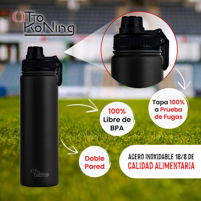 Botella de Agua Acero Inoxidable 750ml - Botella Térmica de Doble Pared Aislada al Vacío, Ligera y Fácil de Llevar, Mantiene la Bebida Fría 16h y Caliente 10h. A Prueba de Fugas. Libre BPA – para oposiciones – Material de estudio – OpoMarket