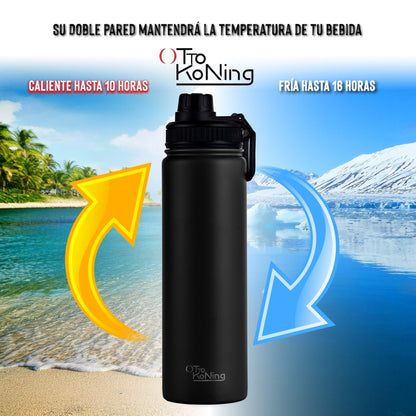 Botella de Agua Acero Inoxidable 750ml - Botella Térmica de Doble Pared Aislada al Vacío, Ligera y Fácil de Llevar, Mantiene la Bebida Fría 16h y Caliente 10h. A Prueba de Fugas. Libre BPA – para oposiciones – Material de estudio – OpoMarket